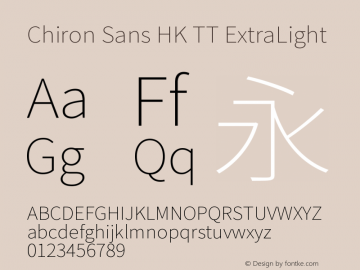 Chiron Sans HK TT ExtraLight Version 2.032;hotconv 1.0.109;makeotfexe 2.5.65596图片样张