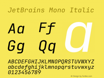 JetBrains Mono Italic Version 2.225图片样张