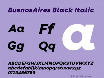 BuenosAiresWeb-BlackItalic Version 17.000 Font Sample