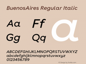 BuenosAiresWeb-RegularItalic Version 17.000 Font Sample