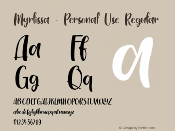 Myrlissa - Personal Use 1.0 Font Sample