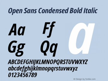 Open Sans Condensed Bold Italic Version 3.000; ttfautohint (v1.8.3) Font Sample