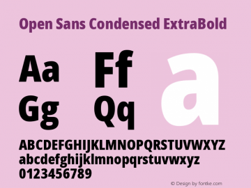 Open Sans Condensed ExtraBold Version 3.000; ttfautohint (v1.8.3) Font Sample