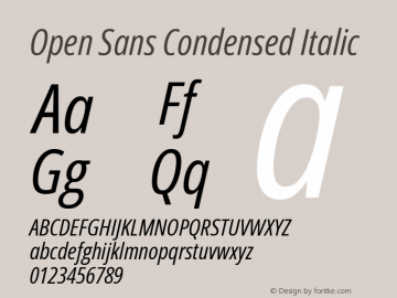 Open Sans Condensed Italic Version 3.000; ttfautohint (v1.8.3)图片样张