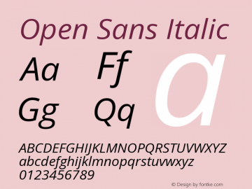 Open Sans Italic Version 3.000; ttfautohint (v1.8.3)图片样张
