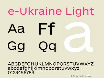 e-Ukraine Light Version 1.000; ttfautohint (v1.8.3.10-c5d8) Font Sample