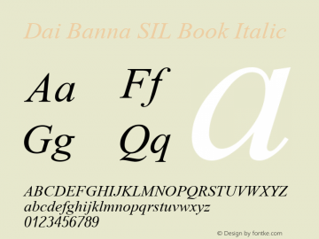 Dai Banna SIL Book Italic Version 3.000 Font Sample