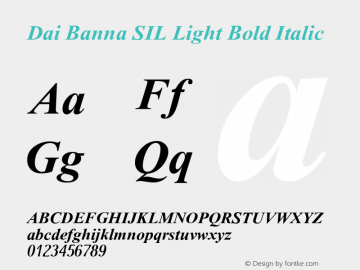 Dai Banna SIL Light Bold Italic Version 3.000 Font Sample
