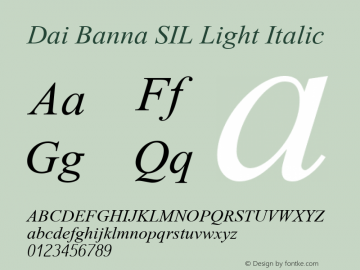 Dai Banna SIL Light Italic Version 3.000 Font Sample