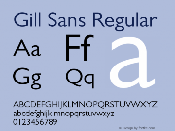 GillSans Version 1.000 CFF OTF. Monotype Imaging Tue Mar 8 2005 Font Sample