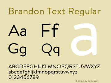 Brandon Text Regular Regular Version 001.000 Font Sample