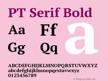 PT Serif Bold Version 1.000W OFL Font Sample