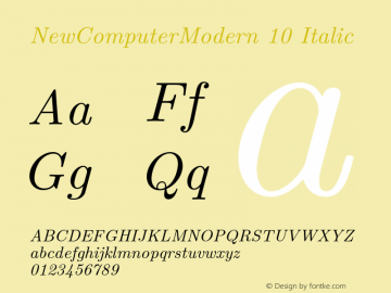 NewComputerModern10-Italic Version 2.32 Font Sample