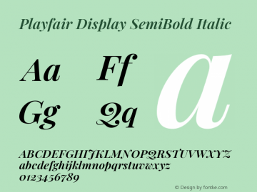 Playfair Display SemiBold Italic Version 1.200; ttfautohint (v1.8.2) Font Sample