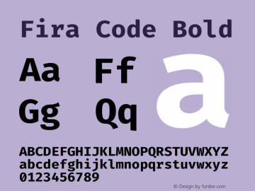 Fira Code Bold Version 2.000 Font Sample