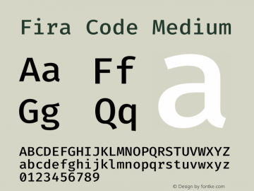 Fira Code Medium Version 2.000图片样张