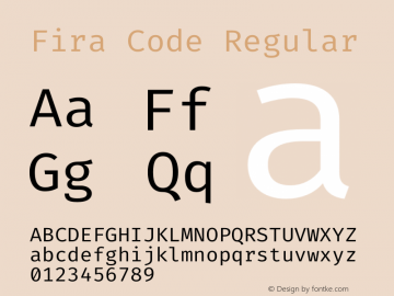Fira Code Regular Version 2.000图片样张