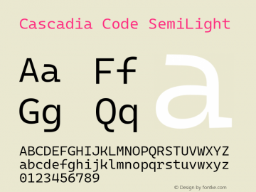 Cascadia Code SemiLight Version 2102.003; ttfautohint (v1.8.3)图片样张