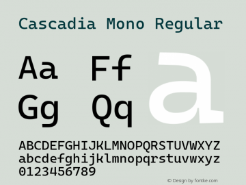 Cascadia Mono Regular Version 2102.003; ttfautohint (v1.8.3)图片样张