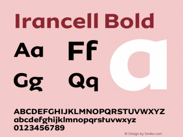 Irancell Bold Version 1.000; ttfautohint (v1.6) Font Sample