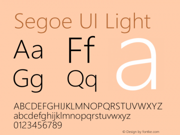 Segoe UI Light Version 5.62 Font Sample