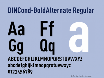 DINCond-BoldAlternate Version 4.450; 2000 Font Sample