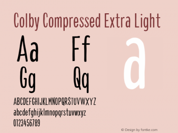 Colby Compressed Extra Light 1.000 Font Sample