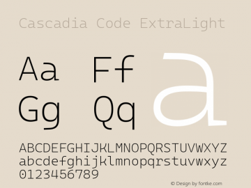 Cascadia Code ExtraLight Version 2102.025图片样张
