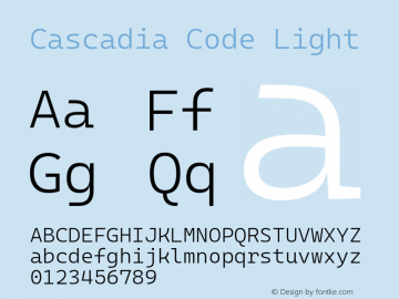 Cascadia Code Light Version 2102.025; ttfautohint (v1.8.3)图片样张