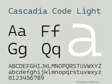 Cascadia Code Light Version 2102.025图片样张