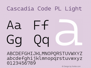 Cascadia Code PL Light Version 2102.025; ttfautohint (v1.8.3) Font Sample