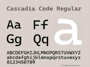 Cascadia Code Regular Version 2102.025 Font Sample