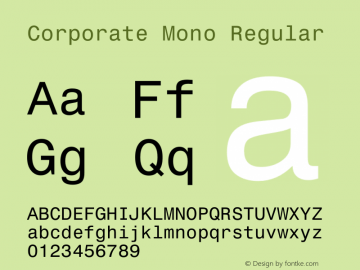 Corporate Mono Rev. 002.001 Font Sample