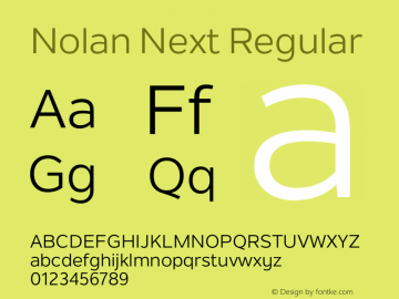 Nolan Next Version 1.00 March 2, 2016, initial release Font Sample