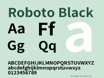 Roboto Black Version 2.138; 2017 Font Sample