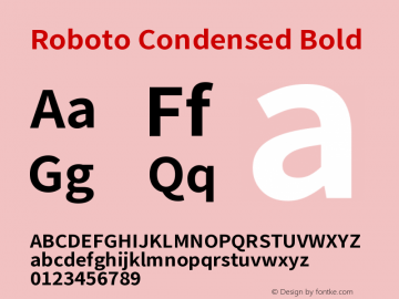 Roboto Condensed Bold Version 2.138; 2017图片样张
