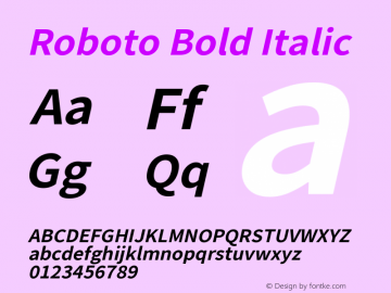 Roboto Bold Italic Version 2.138; 2017图片样张