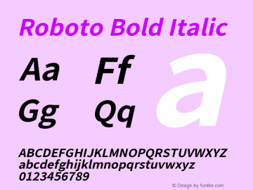 Roboto Bold Italic Version 2.138; 2017 Font Sample