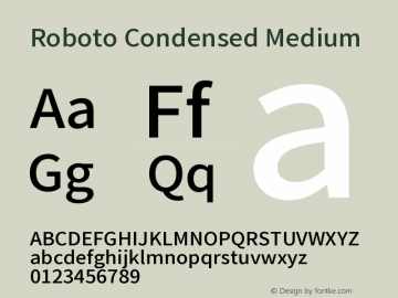Roboto Condensed Medium Version 2.138; 2017 Font Sample