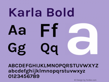 Karla Bold Version 2.002 Font Sample