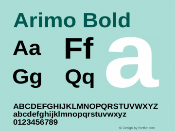 Arimo Bold Version 1.33 Font Sample