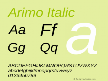 Arimo Italic Version 1.33图片样张