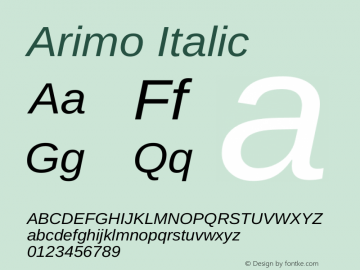 Arimo Italic Version 1.33图片样张