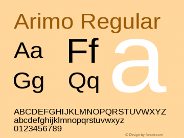Arimo Regular Version 1.33 Font Sample