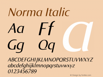 Norma Italic Macromedia Fontographer 4.1.4 01‐11‐17 Font Sample