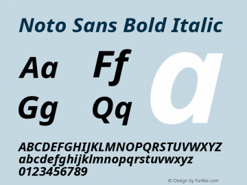 Noto Sans Bold Italic Version 2.004 Font Sample