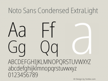 Noto Sans Condensed ExtraLight Version 2.004 Font Sample