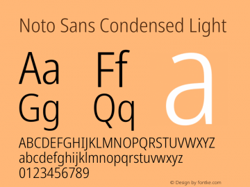 Noto Sans Condensed Light Version 2.004 Font Sample