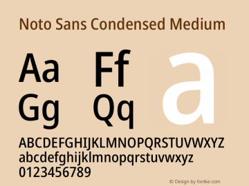 Noto Sans Condensed Medium Version 2.004 Font Sample