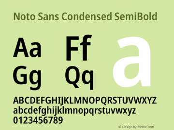 Noto Sans Condensed SemiBold Version 2.004 Font Sample